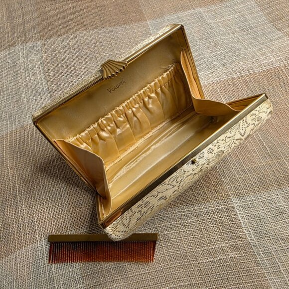 True Vintage Regency Mobwife Coastal Grandmother Preppy Bridal Clutch & Comb Set - Picture 6 of 10